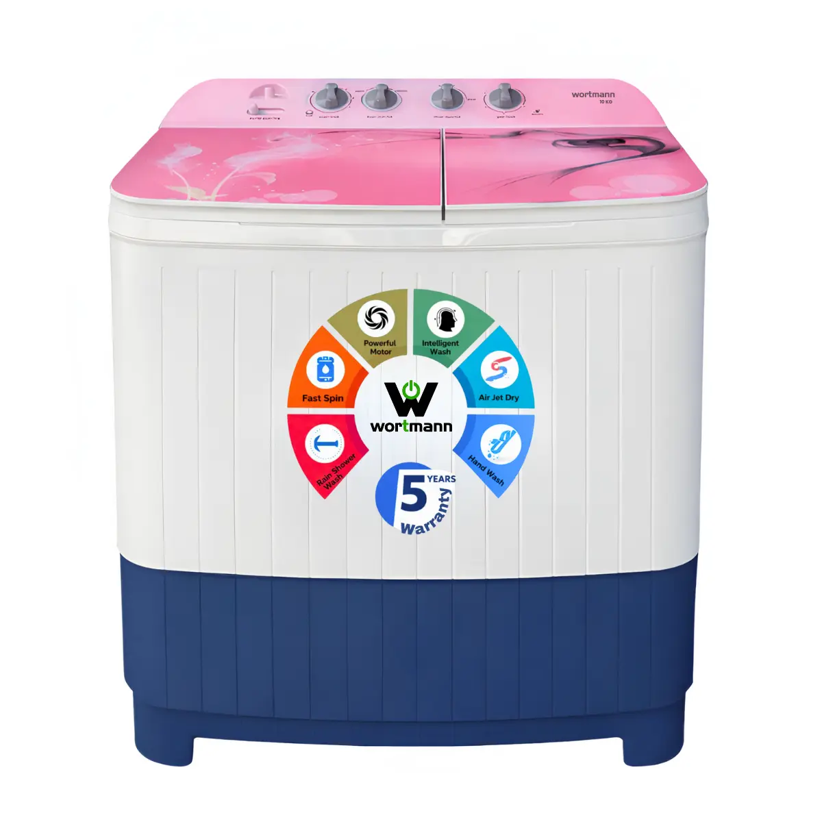 Wortmann India WTWM100HGL Series 10 KG Semi-Automatic Top Load Washing Machine