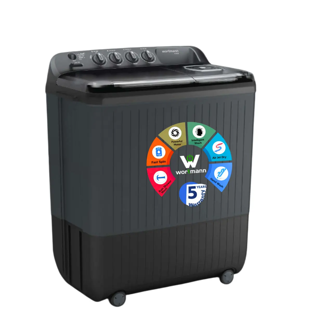 Wortmann WTWM110PL Series 11 KG Semi-Automatic Top-Load Washing Machine with Fast Dry