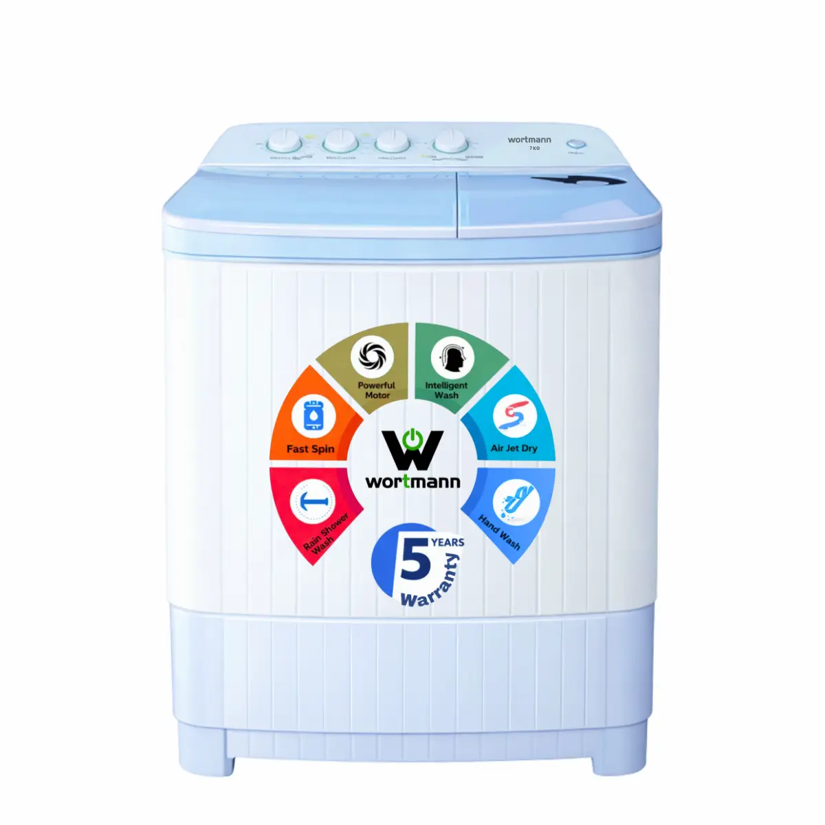 Wortmann WTWM70PL Series 7 KG Semi-Automatic Top Load Washing Machine