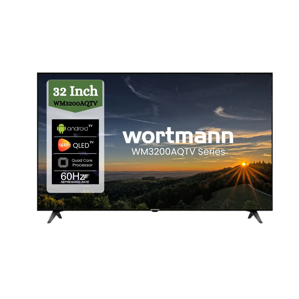 Wortmann WM3200AQTV 32 QLED HD Ready Smart Android TV – Stunning Colors & Smart Streaming