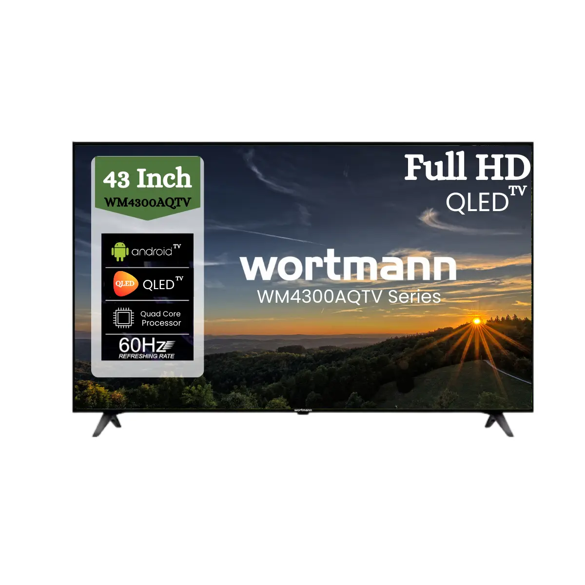 Wortmann WM4300AQTV 43 Full HD Smart QLED Android TV – Vibrant Colors & Smart Streaming