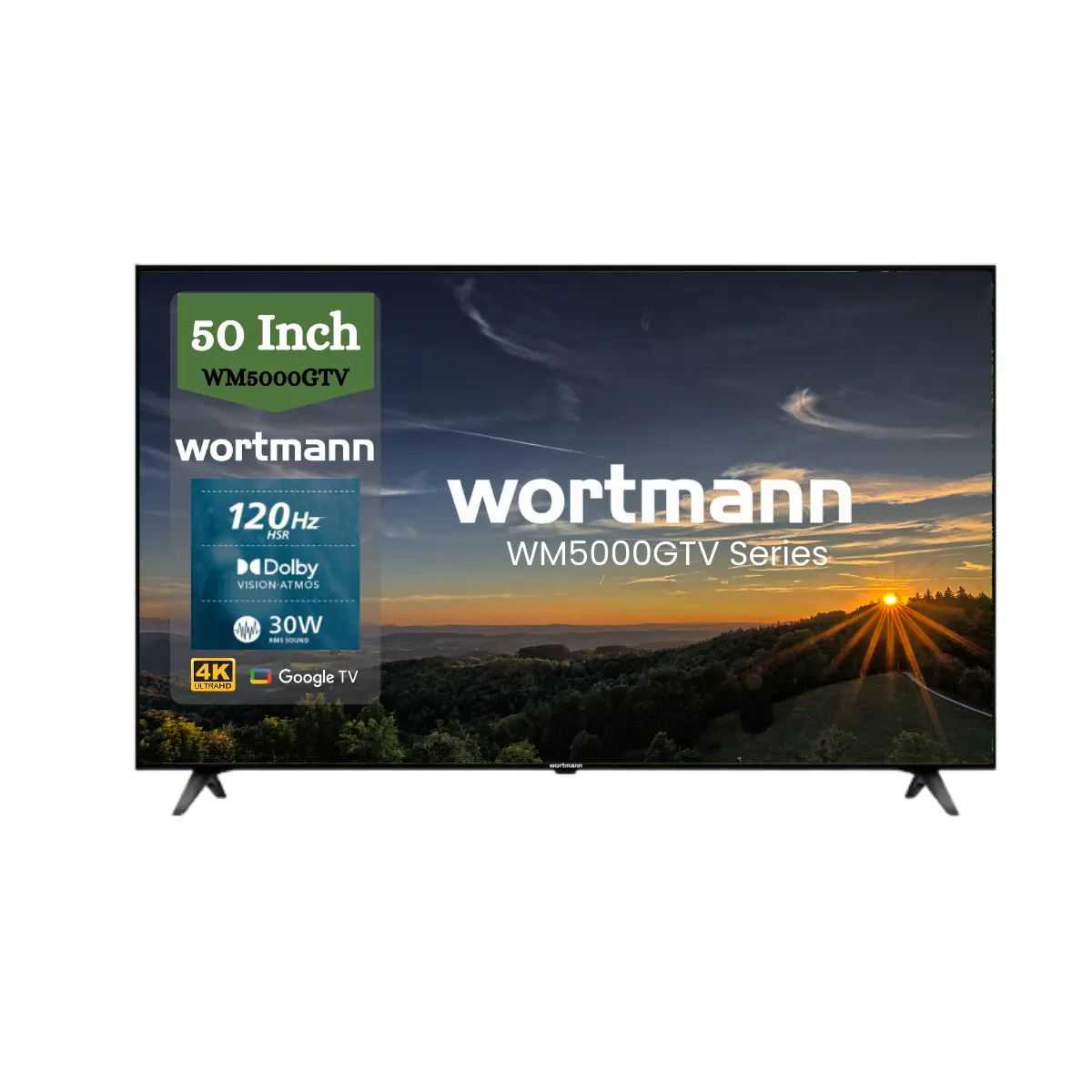 Wortmann WM5000GTV 50 (127 cm) 4K Ultra HD Smart Google TV – 120 Hz Refresh Rate, Dolby Audio, Wi-Fi & Bluetooth
