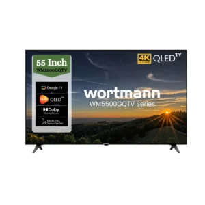 Wortmann WM5500GQTV 55 4K Ultra HD QLED Smart Google TV with Dolby Vision, Dolby Atmos & Hands-Free Voice Control – Cinematic Home Entertainment