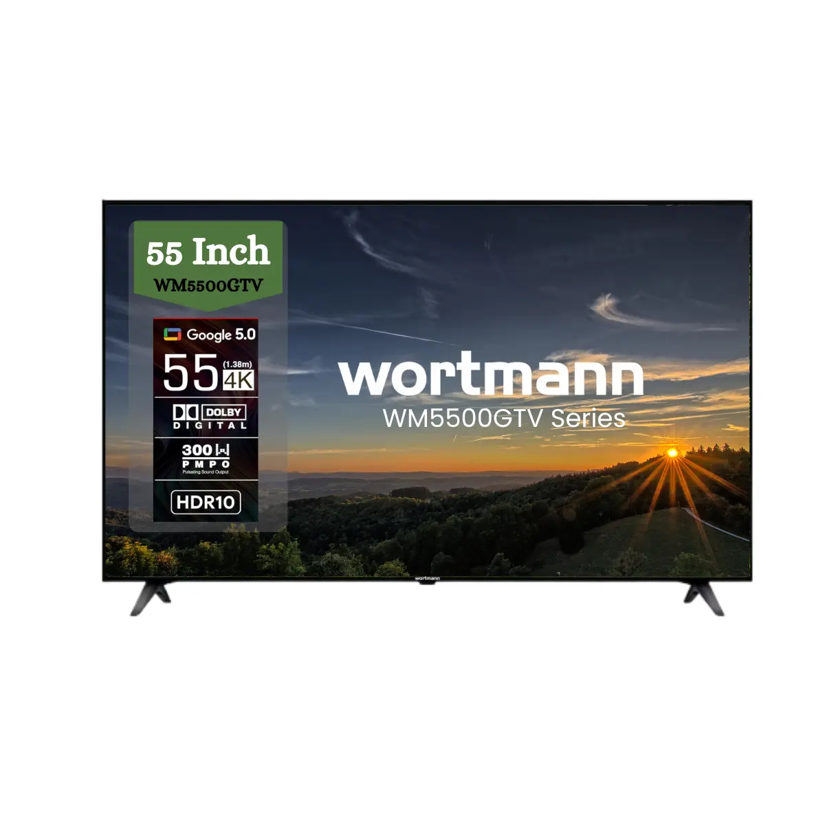 Wortmann WM5500GTV 55 (138 cm) 4K Ultra HD Smart Google TV – HDR10, Dolby Digital Audio, Google TV 5.0