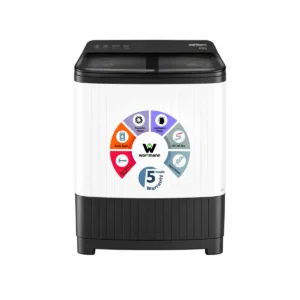 Wortmann WTWM95FGL 9.5 Kg Semi Automatic Top Load Washing Machine Full Glass Lid Powerful Motor Air Jet Dry Fast Spin 5 Years Warranty